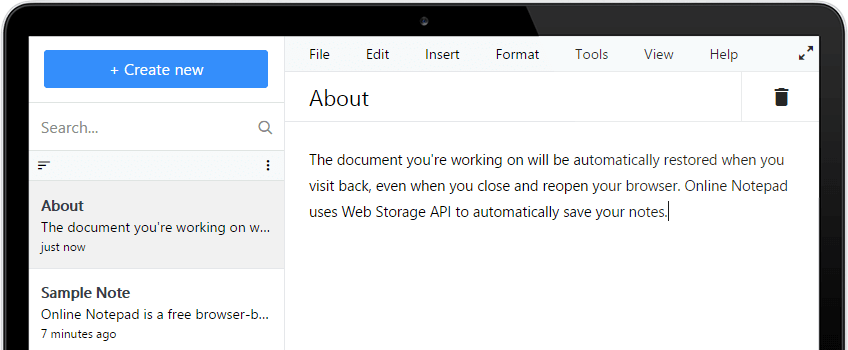 Lotseo Online Notepad Screenshot