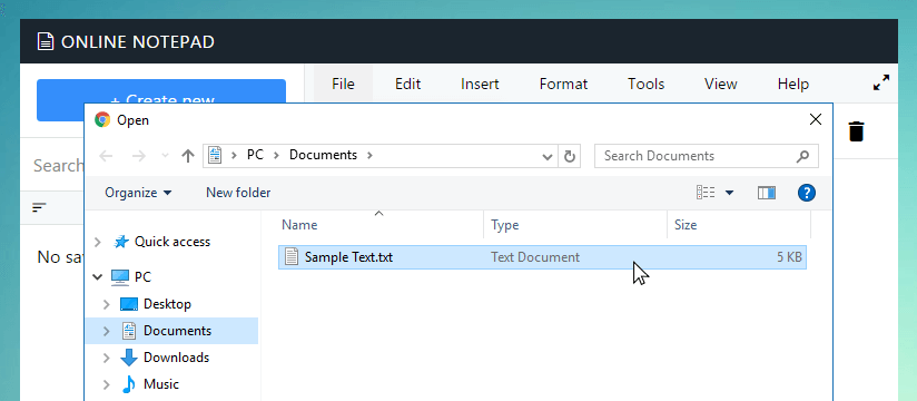 Open file dialog in Lotseo